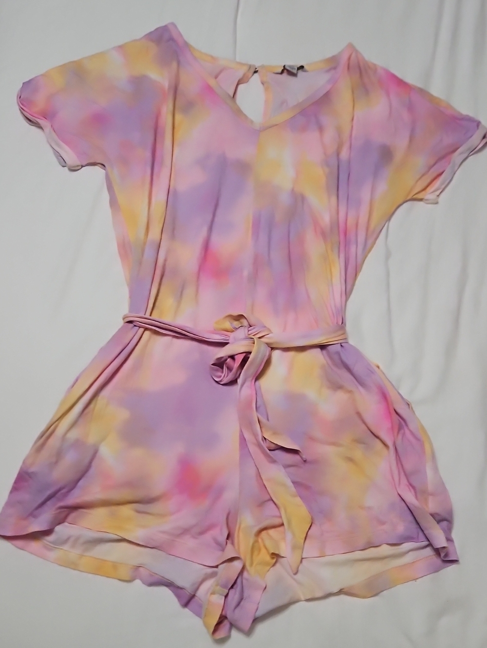 American Eagle Tie-Dye Short Sleeve  Romper With Pockets
